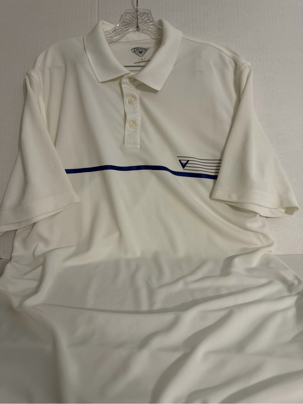 Callaway White Polo Shirt with Navy Stripe